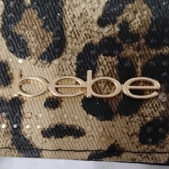 BEBE Beaded Texture Leopard Print Chain Bag - Picture 10 of 10